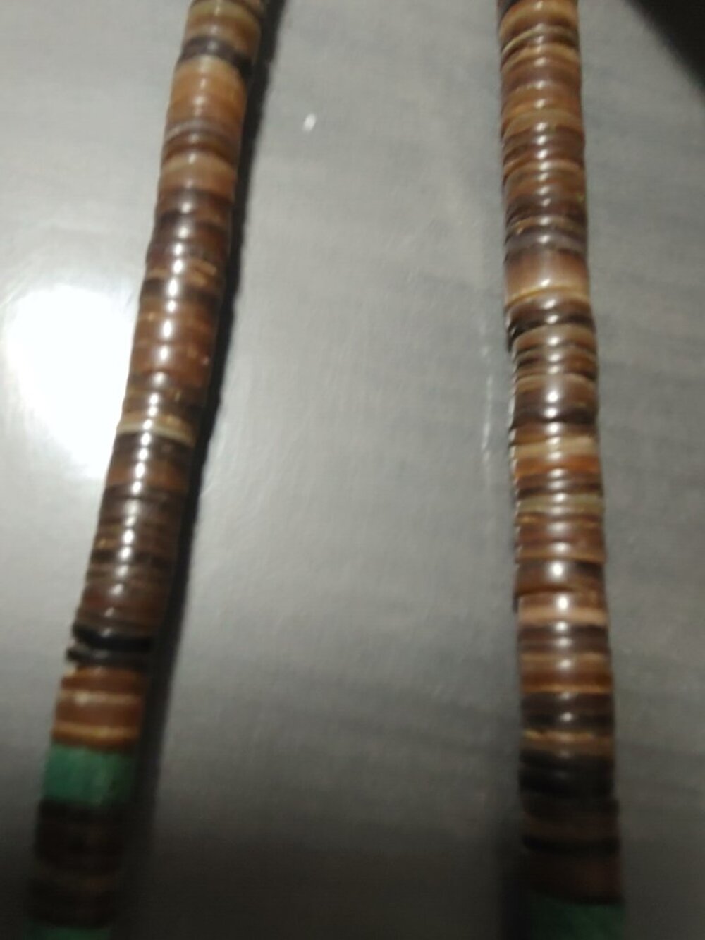 Vintage Native American Necklace Brown Shell Heishi Turquoise - Picture 4 of 6